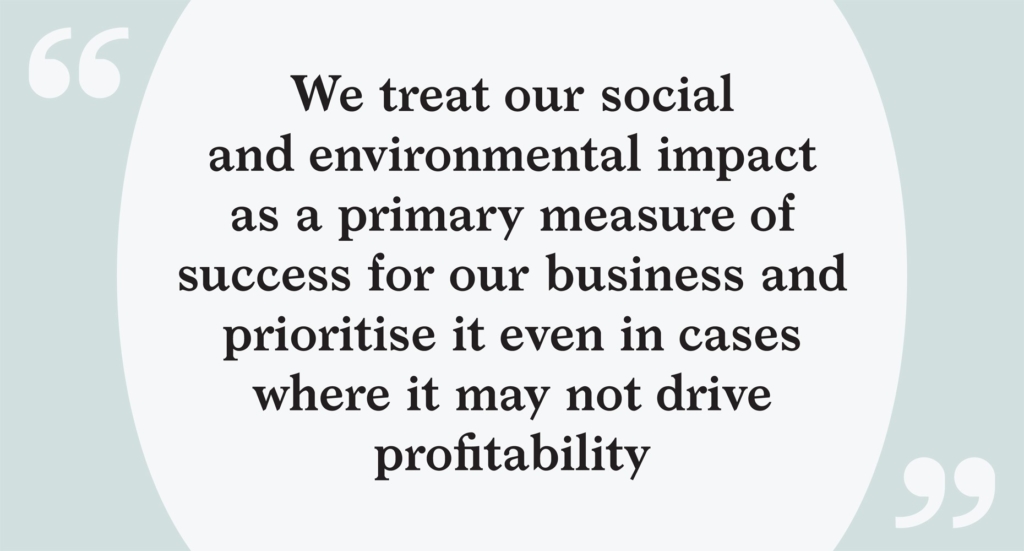 Social and environmental impact quote from Red-Inc
