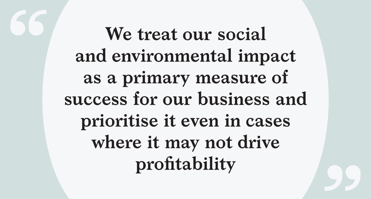 Social and environmental impact quote from Red-Inc