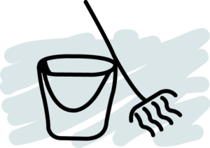 Bucket and mop icon
