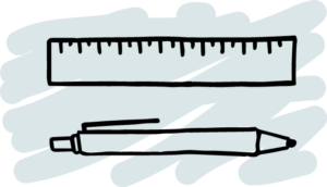 Pen and ruler stationery icon